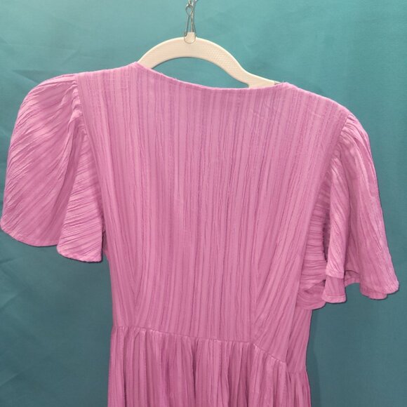 A New Day Womens Small Flutter Sleeve V-Neck Wrap Maxi Dress Pink - Picture 8 of 10